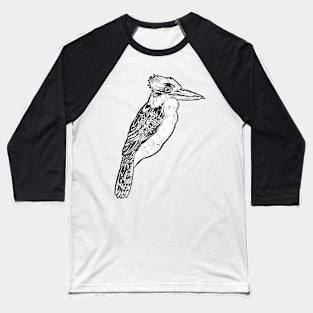 Black and White Kookaburra Illustration Baseball T-Shirt